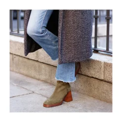 ANGEL ALARCON Olama - Botas De Mujer Comodas De Ante Con Tacon Chunky Y Plataforma Clearance