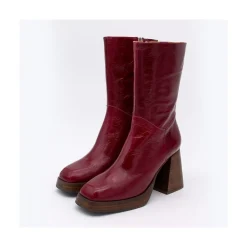 ANGEL ALARCON Olama - Botas De Mujer Comodas De Piel Brillante Con Tacon Chunky Y Plataforma Outlet