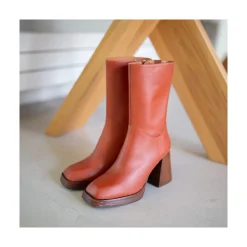 ANGEL ALARCON Olama - Botas De Mujer Comodas De Piel Con Tacon Chunky Y Plataforma Clearance