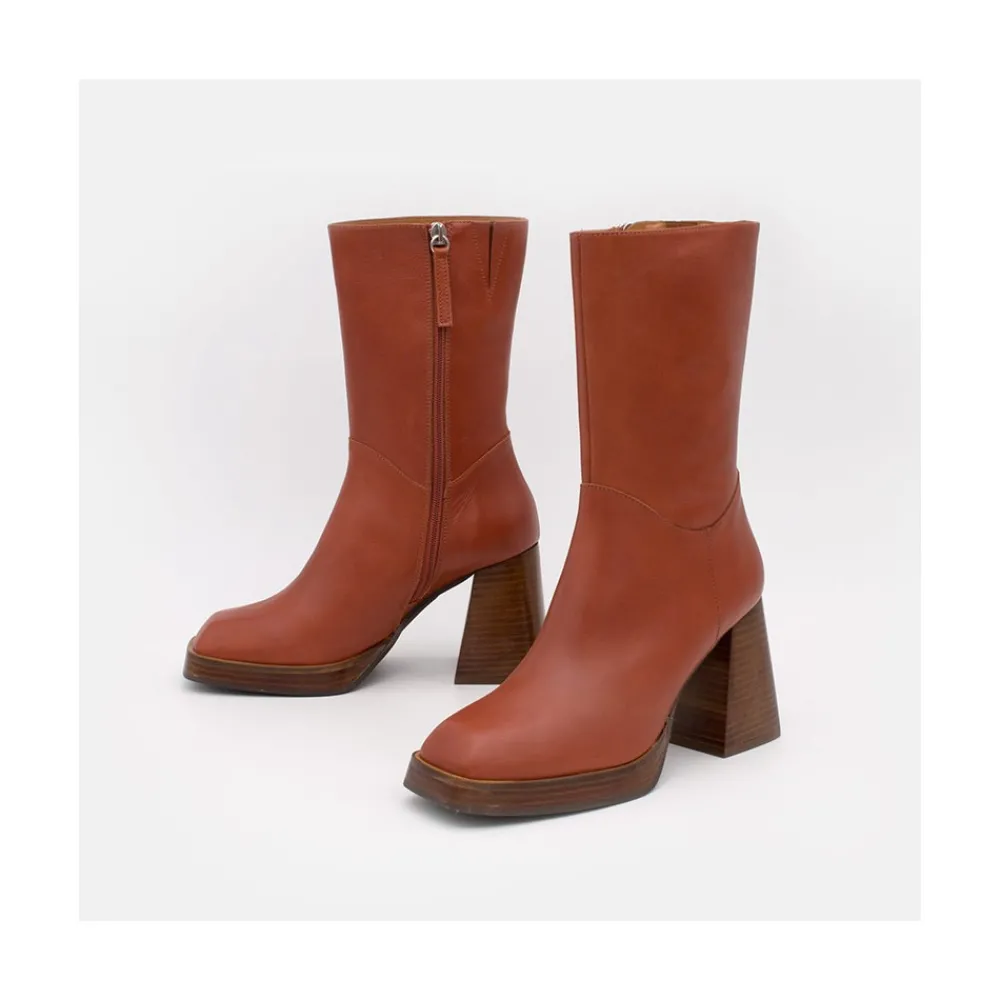 ANGEL ALARCON Olama - Botas De Mujer Comodas De Piel Con Tacon Chunky Y Plataforma Clearance