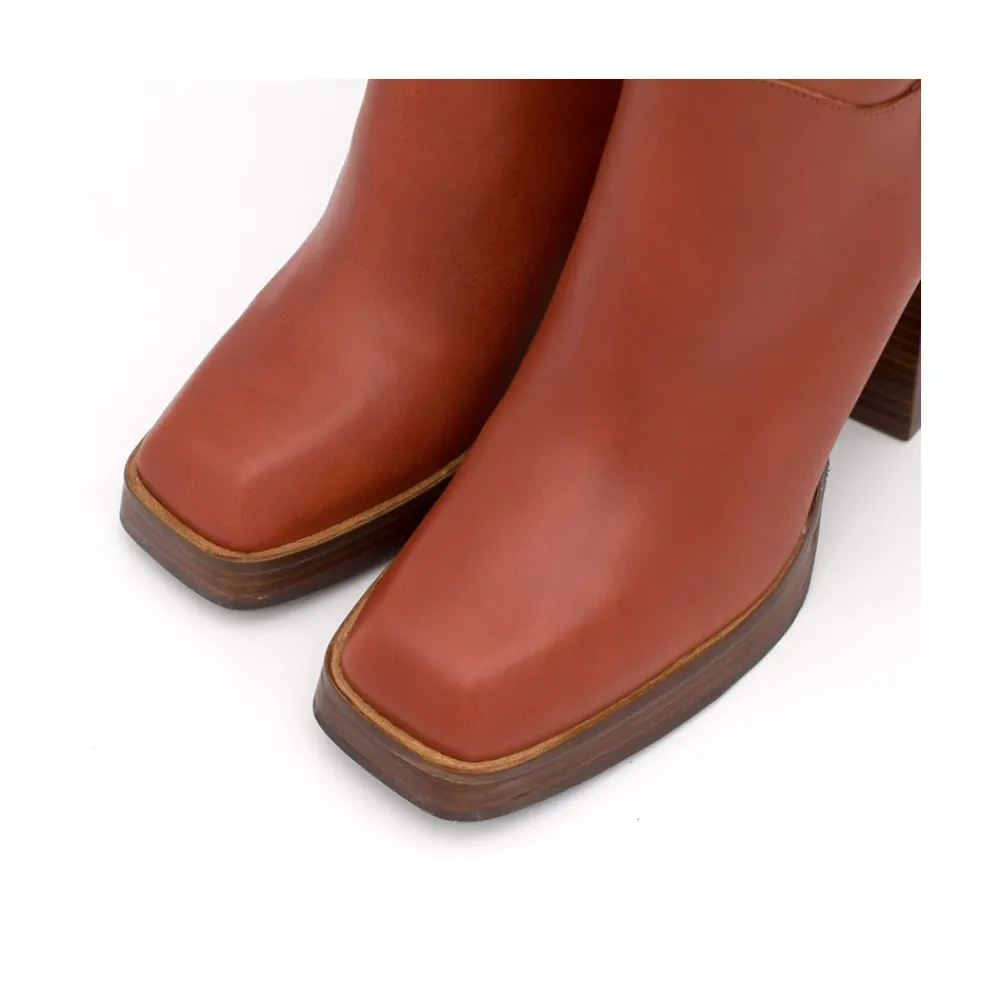 ANGEL ALARCON Olama - Botas De Mujer Comodas De Piel Con Tacon Chunky Y Plataforma Clearance