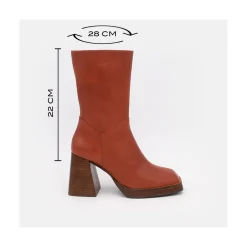 ANGEL ALARCON Olama - Botas De Mujer Comodas De Piel Con Tacon Chunky Y Plataforma Clearance