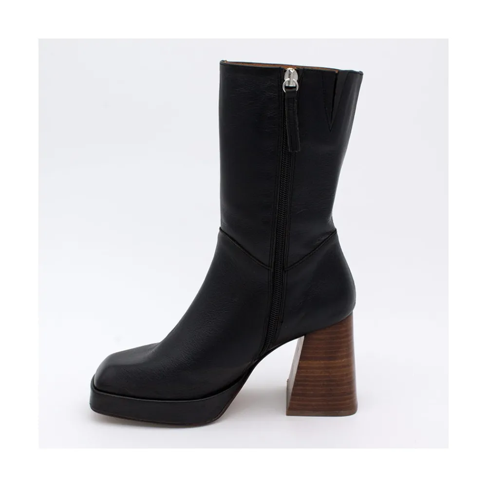 ANGEL ALARCON Olama - Botas De Mujer Comodas De Ante Con Tacon Chunky Y Plataforma New