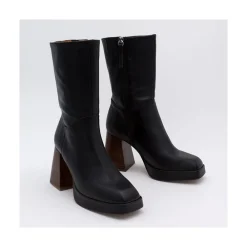 ANGEL ALARCON Olama - Botas De Mujer Comodas De Ante Con Tacon Chunky Y Plataforma New
