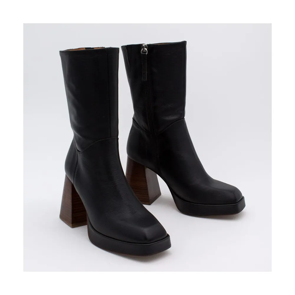 ANGEL ALARCON Olama - Botas De Mujer Comodas De Ante Con Tacon Chunky Y Plataforma New
