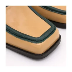 ANGEL ALARCON Peggy - Mocasin De Piel Brillante Duotono Con Tacon Ancho Clearance