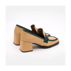 ANGEL ALARCON Peggy - Mocasin De Piel Brillante Duotono Con Tacon Ancho Clearance