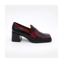 ANGEL ALARCON Peggy - Mocasin De Piel Brillante Duotono Con Tacon Ancho Hot