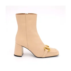ANGEL ALARCON Pryor - Botin De Piel Con Adorno Metalico Y Cremallera New
