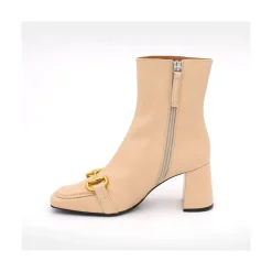 ANGEL ALARCON Pryor - Botin De Piel Con Adorno Metalico Y Cremallera New