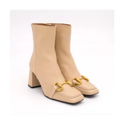 ANGEL ALARCON Pryor - Botin De Piel Con Adorno Metalico Y Cremallera New
