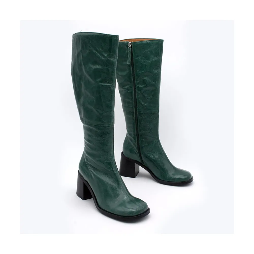 ANGEL ALARCON Rush - Bota De Tacon De Piel Brillante Discount
