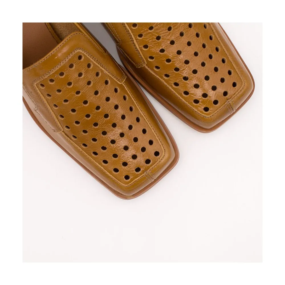 ANGEL ALARCON Tatum - Mocasin De Piel De Verano Con Tacon