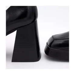 ANGEL ALARCON Tular - Mocasines De Mujer De Piel Brillante Con Tacon Alto Y Plataforma Negros