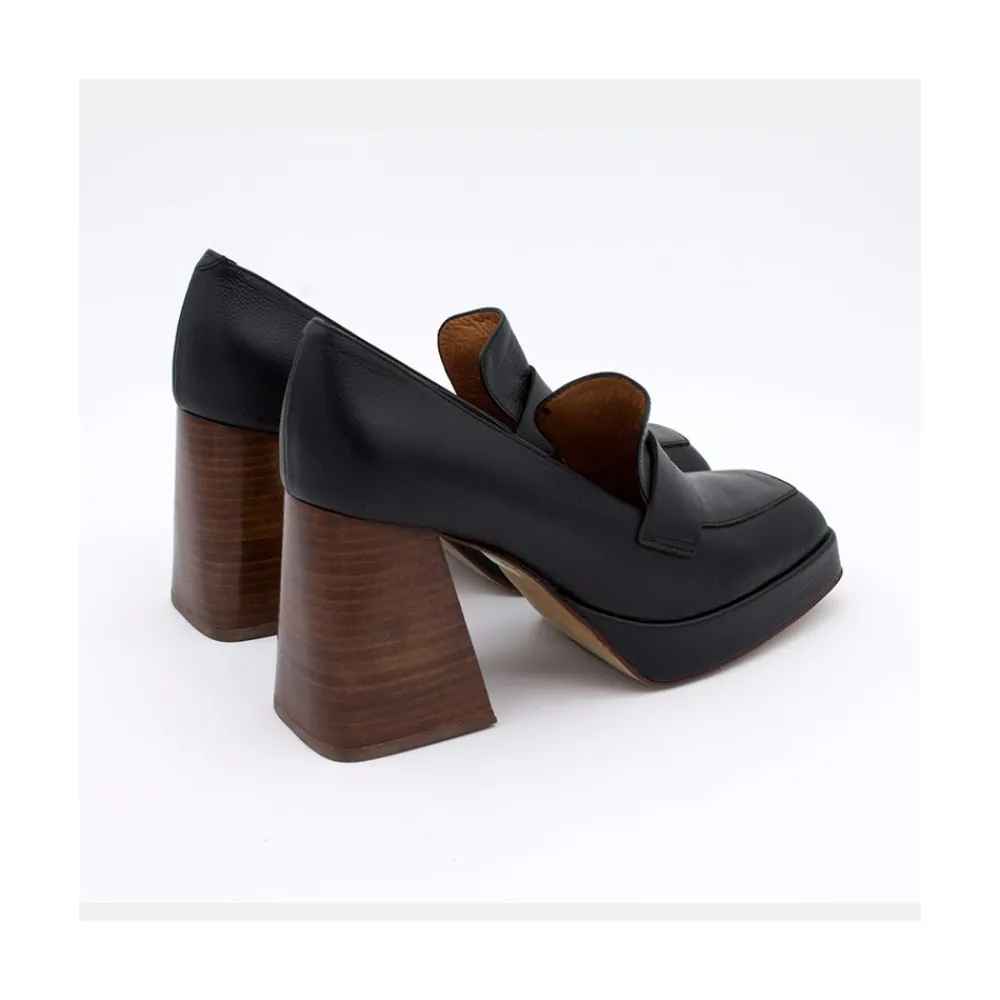 ANGEL ALARCON Tular - Mocasines De Mujer De Piel Con Tacon Alto Y Plataforma