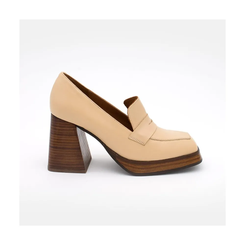 ANGEL ALARCON Tular - Mocasines De Mujer De Piel Con Tacon Alto Y Plataforma Clearance