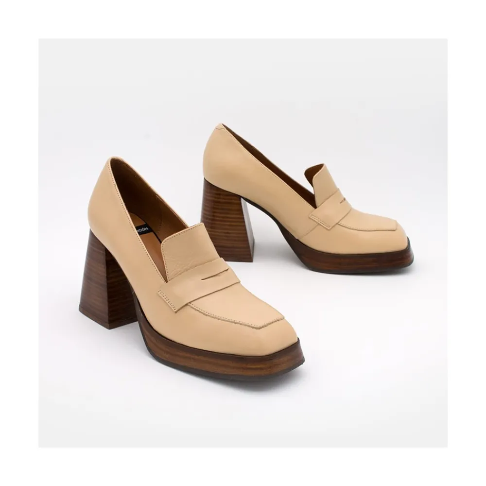 ANGEL ALARCON Tular - Mocasines De Mujer De Piel Con Tacon Alto Y Plataforma Clearance