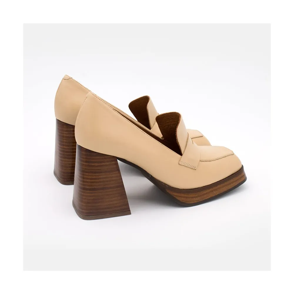 ANGEL ALARCON Tular - Mocasines De Mujer De Piel Con Tacon Alto Y Plataforma Clearance