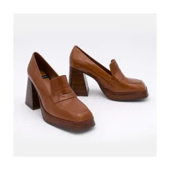 ANGEL ALARCON Tular - Mocasines De Mujer De Piel Brillante Con Tacon Alto Y Plataforma Outlet