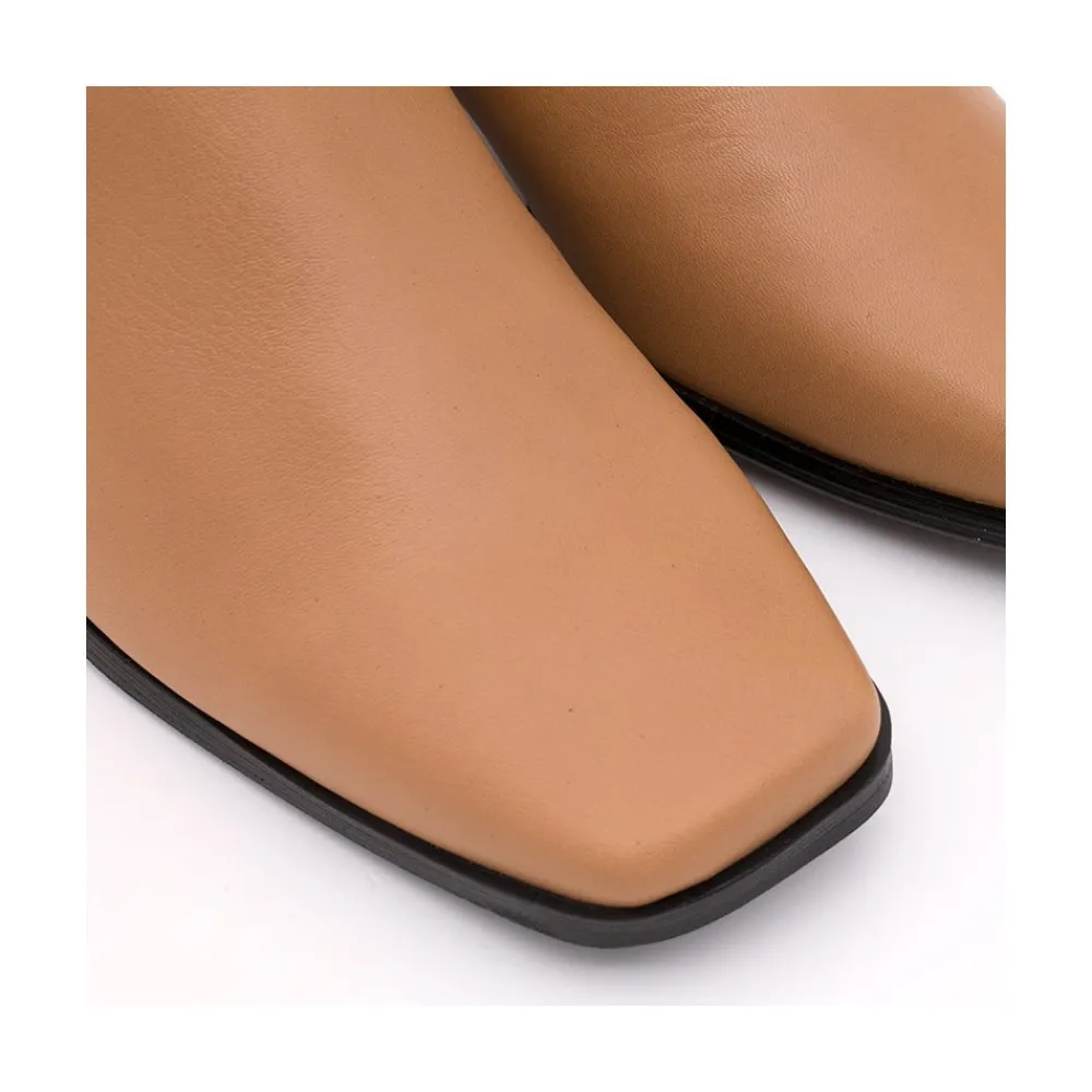 ANGEL ALARCON Twain - Botin Comodo De Piel Con Costuras Y Tacon Medio