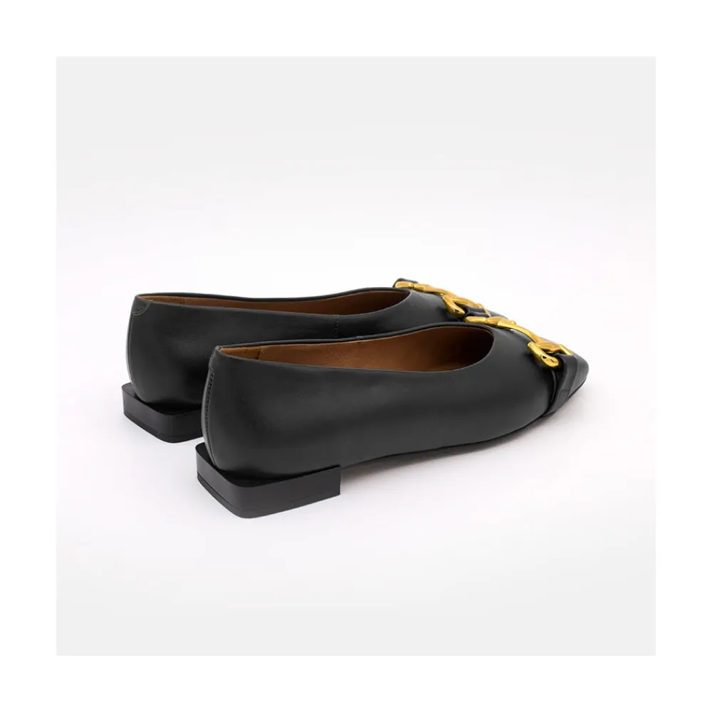 ANGEL ALARCON Vixen - Bailarina Plana De Piel Con Adorno Metalico Clearance