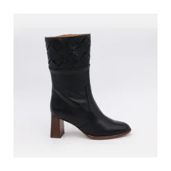 ANGEL ALARCON Xaya - Botin De Piel Con Tacon Alto De Puntera Redonda Discount